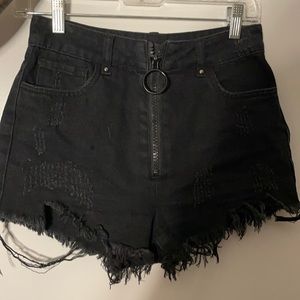 FOREVER 21 BLACK HIGH WAISTED JEAN SHORTS